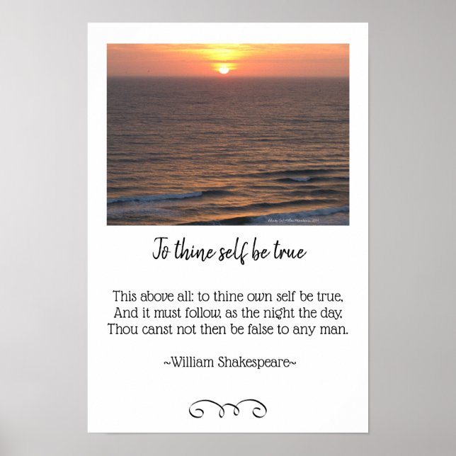 Ocean Sunrise Seascape and Shakespeare Photo Poster (Front)
