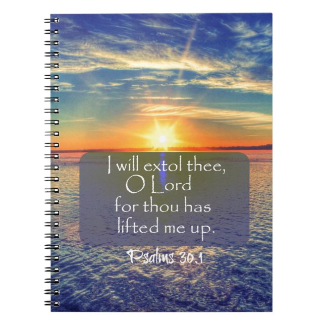 Ocean Sunrise with Psalms Bible Verse Notebook (Front)