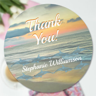 Ocean Sunset 0735 Classic Round Sticker