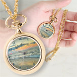 Ocean Sunset 0735 Necklace Watch<br><div class="desc">Painting “Ocean Sunset 0735” Collection


Personalise on the product page or click the "Customise" button for more design options.  Design created from my painting “Ocean Sunset 0735” capturing the beach at sunset near the Hotel Krystal in Puerto Vallarta,  Mexico.  Matching products are available in this collection.</div>