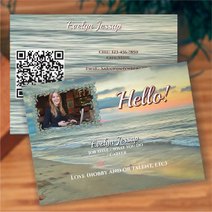 Ocean Sunset 0735 QR Code Hello Calling Card