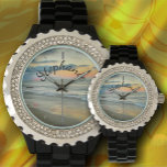 Ocean Sunset 0735 Watch<br><div class="desc">Painting “Ocean Sunset 0735” Collection Be careful looking directly at this Women's Rhinestone Watch as it might shine too bright. With an enamel alloy bracelet in either black or white, as well as a customisable face, you’ll love glancing at your watch for the time. Personalise on the product page or...</div>