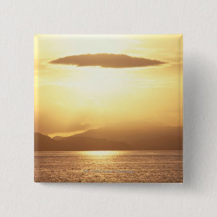 Ocean sunset 15 cm square badge