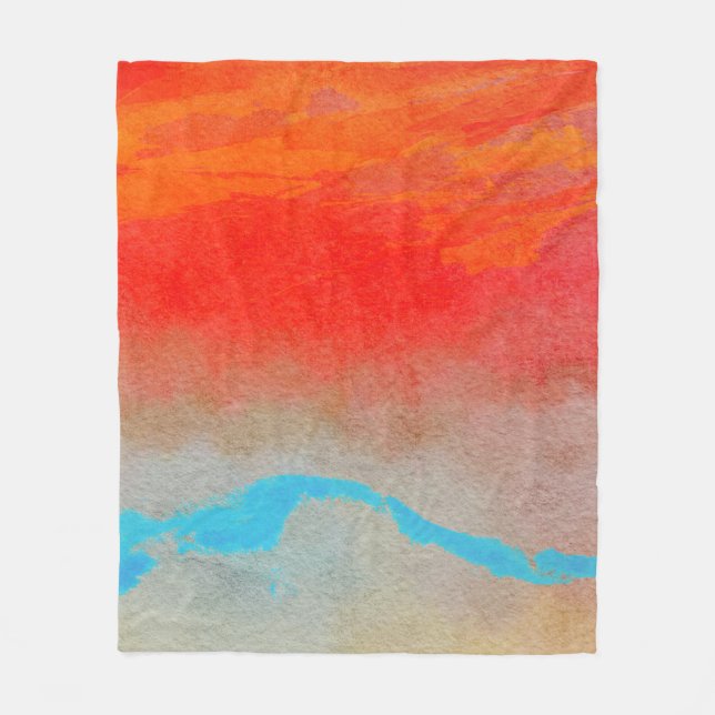 Ocean Sunset Abstract Fleece Blanket (Front)