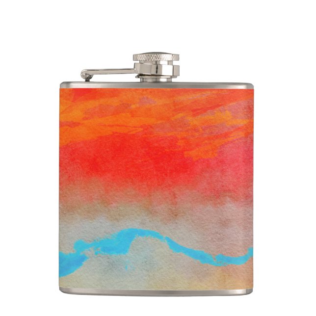Ocean Sunset Abstract Hip Flask (Front)