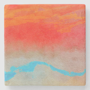 Ocean Sunset Abstract Stone Coaster