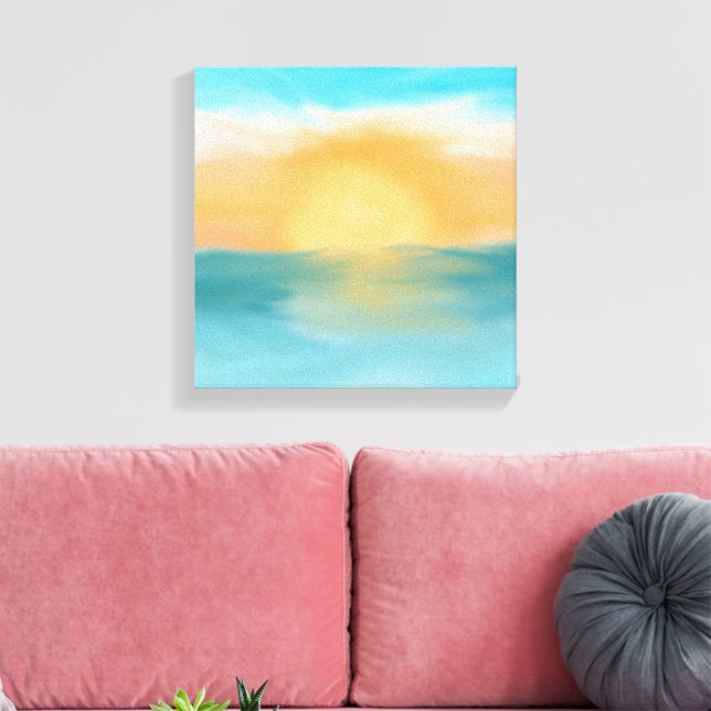 Ocean Sunset Abstract Wall Art Canvas Home Decor  (Insitu(LivingRoom))