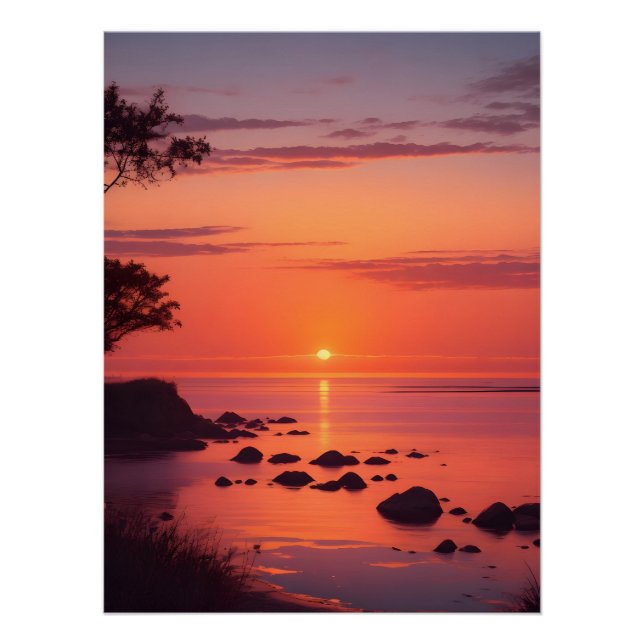 Ocean Sunset at the Beach Poster (Front)