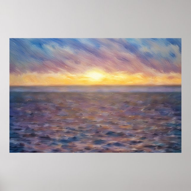 Ocean Sunset Beach Art Poster (Front)