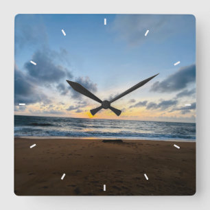 Ocean Sunset Beach Photo Decorative Wall Clock