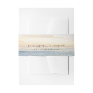 Ocean Sunset Beach Wedding Invitation Belly Band