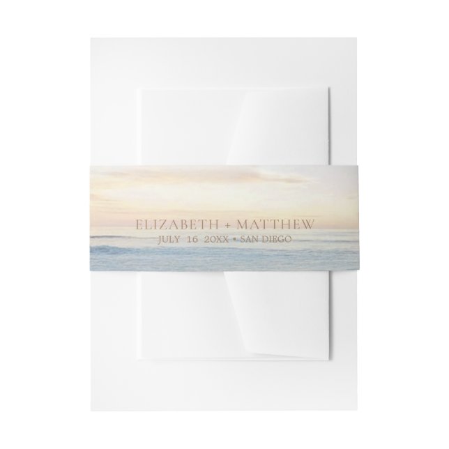 Ocean Sunset Beach Wedding Invitation Belly Band (Front Example)