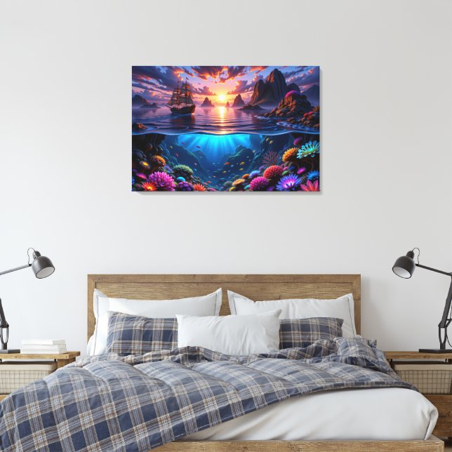 Ocean Sunset Canvas Art (Insitu(Bedroom))