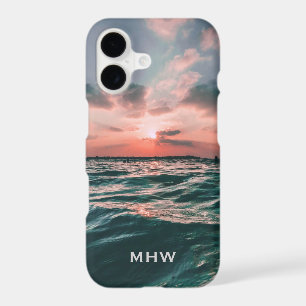 Ocean Sunset custom monogram phone cases