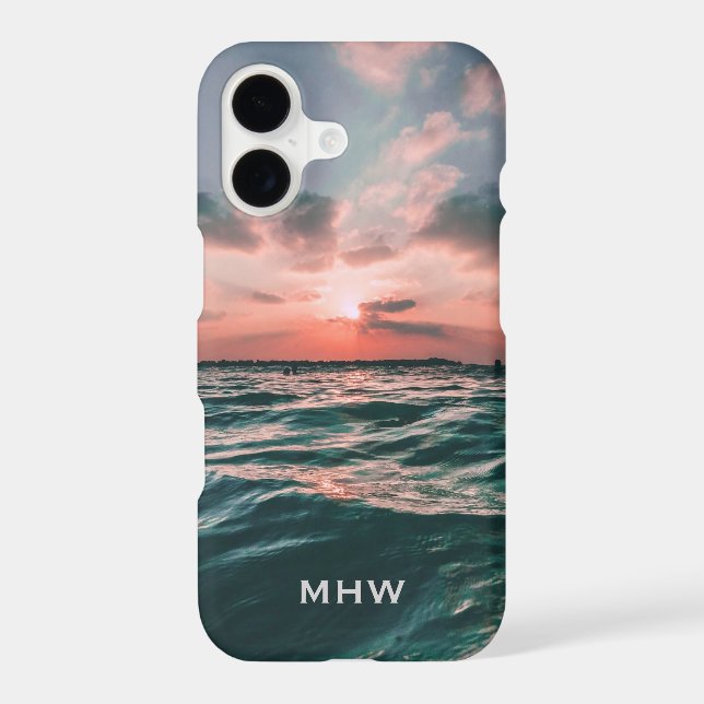 Ocean Sunset custom monogram phone cases (Back)