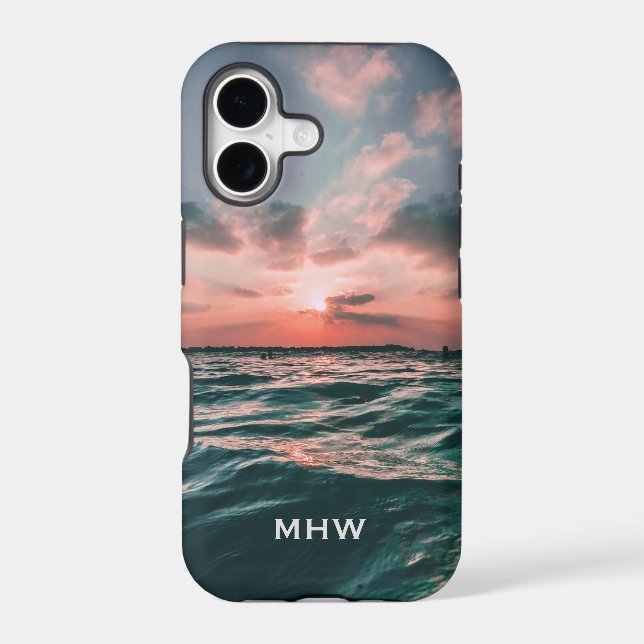 Ocean Sunset custom monogram phone cases (Back)