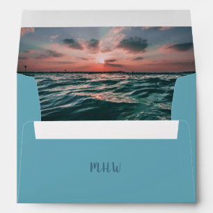 Ocean Sunset custom monogram & text Envelope