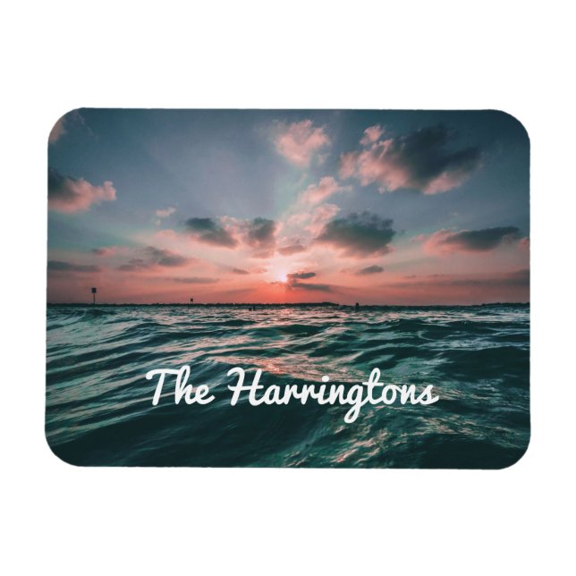 Ocean Sunset custom name magnet (Horizontal)