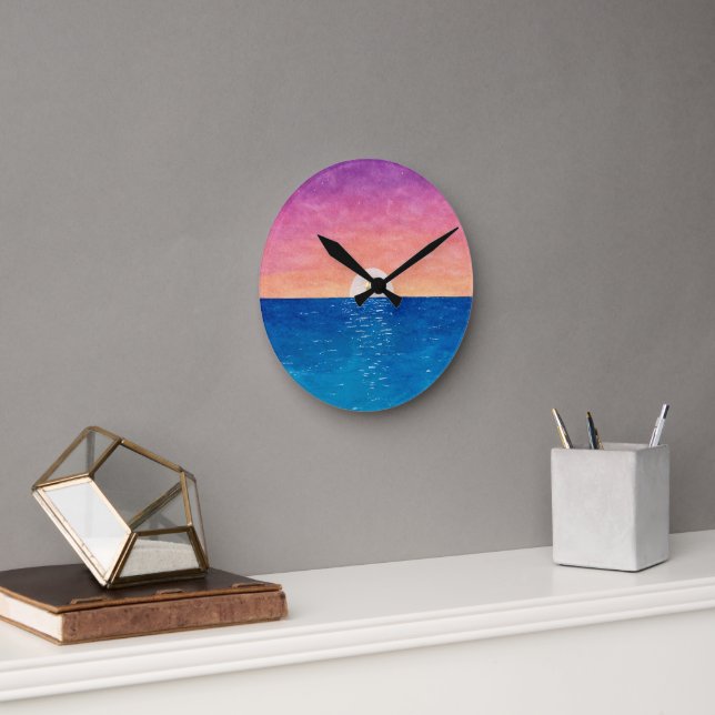 Ocean Sunset Design Wall Clock (Office)