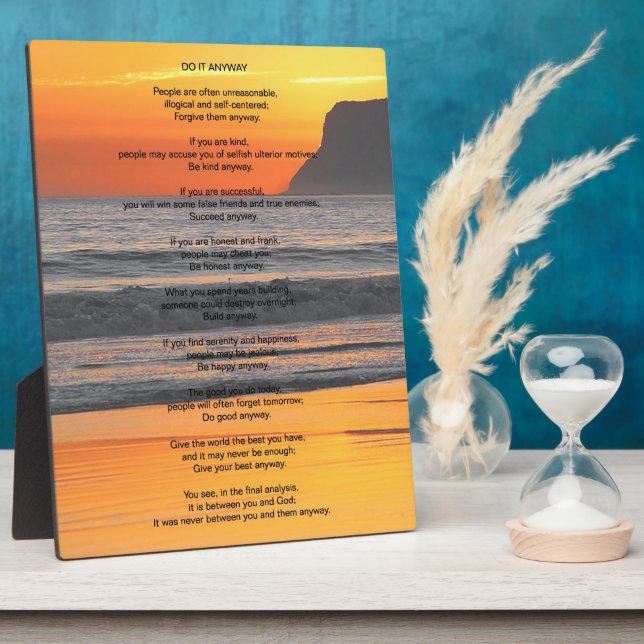 Ocean Sunset "Do It Anyway" Plaque (Side)