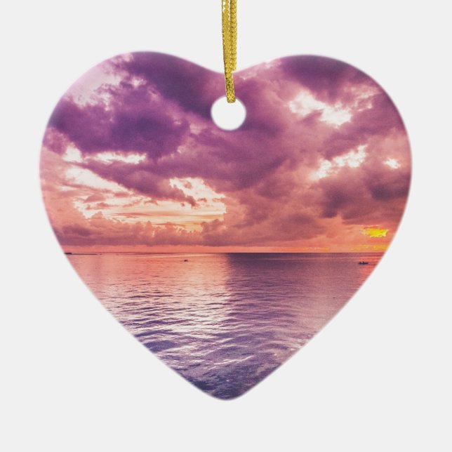 Ocean Sunset Inspirational Ceramic Tree Decoration (Front)