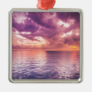 Ocean Sunset Inspirational Metal Tree Decoration