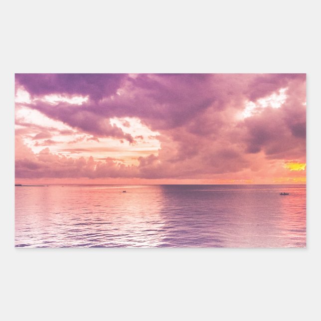Ocean Sunset Inspirational Rectangular Sticker (Front)