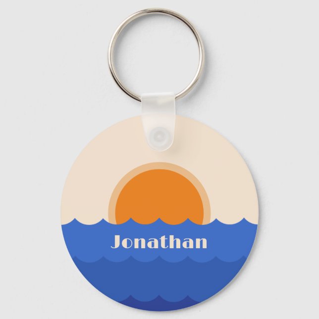 Ocean sunset minimalist scene key ring (Front)