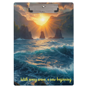Ocean Sunset Mountain Quote Inspirational Nature  Clipboard