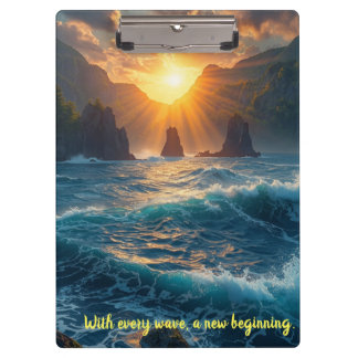 Ocean Sunset Mountain Quote Inspirational Nature  Clipboard