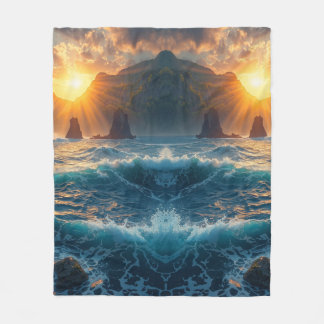 Ocean Sunset Mountain Quote Nature Cosy  Fleece Blanket