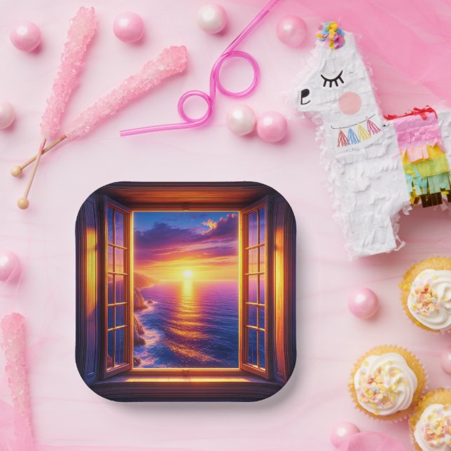 Ocean Sunset Paper Plate (Party)
