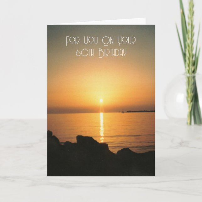 Ocean Sunset Personalised 60th Birthday Card (Front)