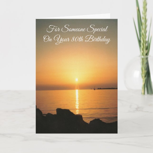 Ocean Sunset Personalised 80th Birthday Card (Front)