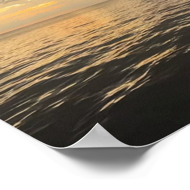 Ocean Sunset Reflection Photography -Beautiful Sea Poster (Corner)