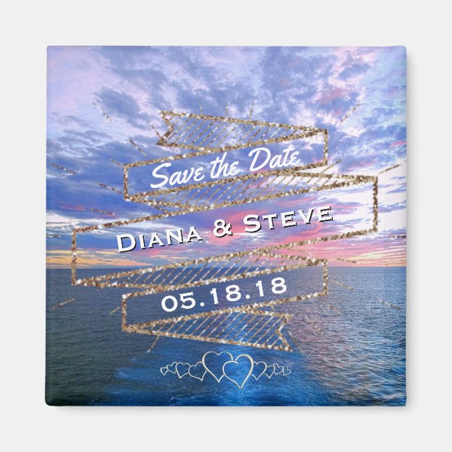 Ocean Sunset Romantic Beach Wedding Save the Date Magnet (Front)