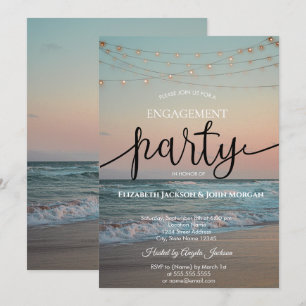 Ocean Sunset,String Lights Script Engagement   Invitation
