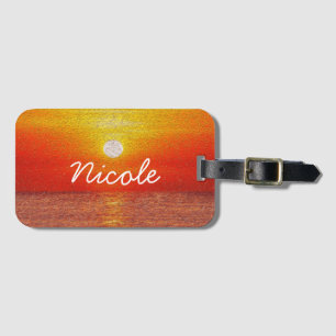 Ocean Sunset  Summer Beach Waves custom      Lugga Luggage Tag