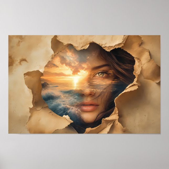 Ocean Sunset Through Her Eyes Art Poster (Front)
