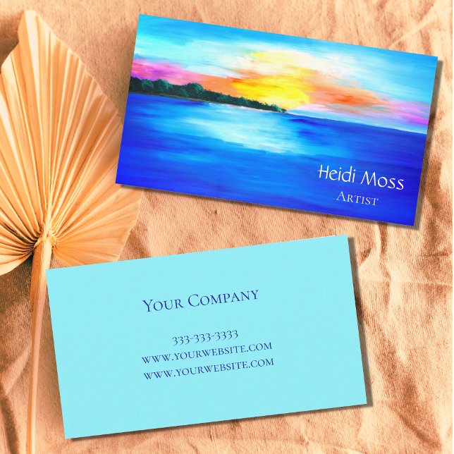Ocean Sunset Trendy Abstract Artist Business Card (Creator Uploaded)