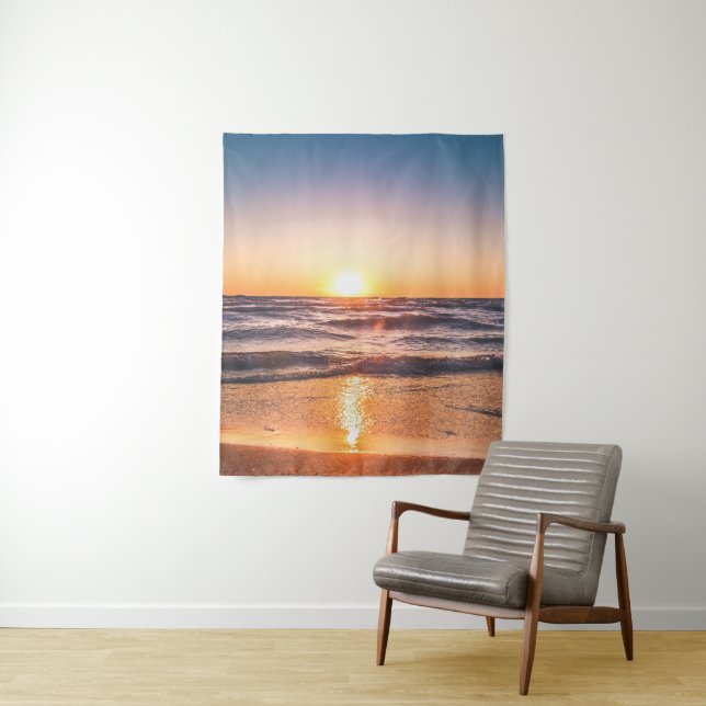 Ocean Sunset Tropical Holiday Tapestry (In Situ)