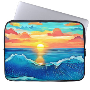 Ocean Sunset Wave Art Laptop Sleeve