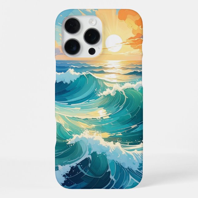 Ocean Sunset Waves Phone Case | Coastal Art (Back)