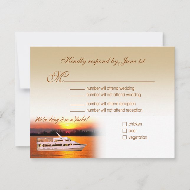 Ocean Sunset Yacht RSVP Card (Front)