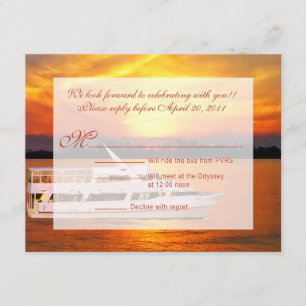 Ocean Sunset Yacht with Faux Vellum Overlay RSVP Card