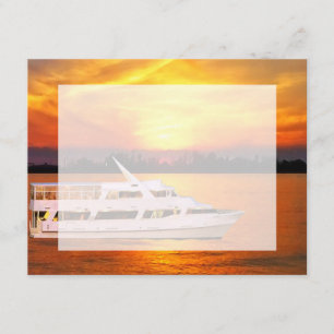 Ocean Sunset Yacht with Faux Vellum Overlay RSVP Card