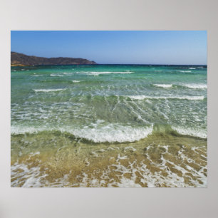 Ocean surf at Elafonisi Beach - Europe, Greece, Poster
