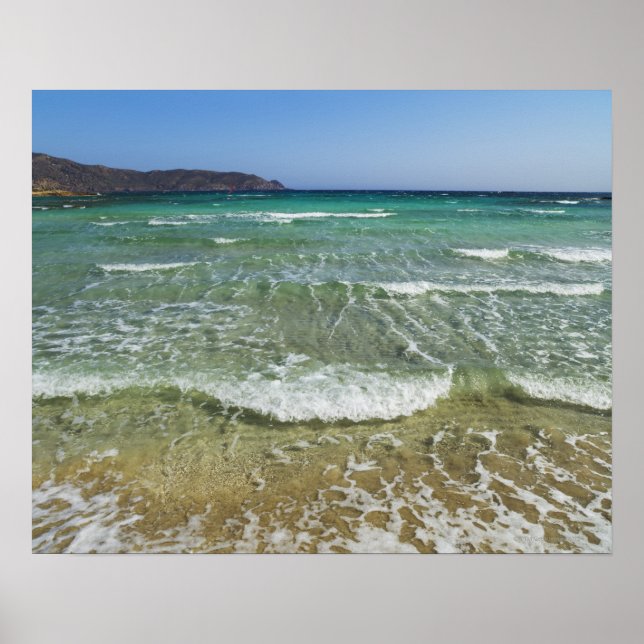 Ocean surf at Elafonisi Beach - Europe, Greece, Poster (Front)
