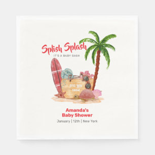 Ocean Surf Plam Tree Beach Bag Baby Shower Napkin