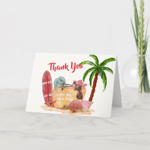 Ocean Surf Plam Tree Beach Bag Baby Shower Thank You Card